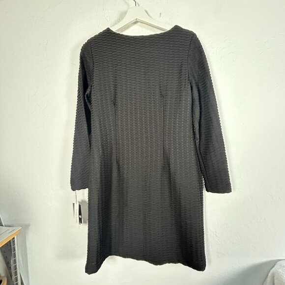 Sandra Darren Women's Black Textured Long Sleeve Mini Dress Size 12P Lined New - Picture 2 of 8